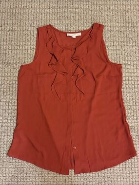 LOFT Rust Ruffle Front Sleeveless Camisole